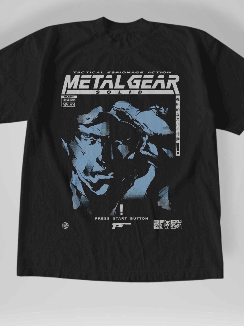 Gildan Black Metal Gear Solid Graphic Tee with Blue Print